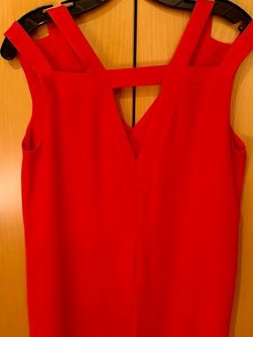 BCBGMAXAZRIA "Kristi" Layered Cutout High-Low Sleeveless Top Blouse Red Berry